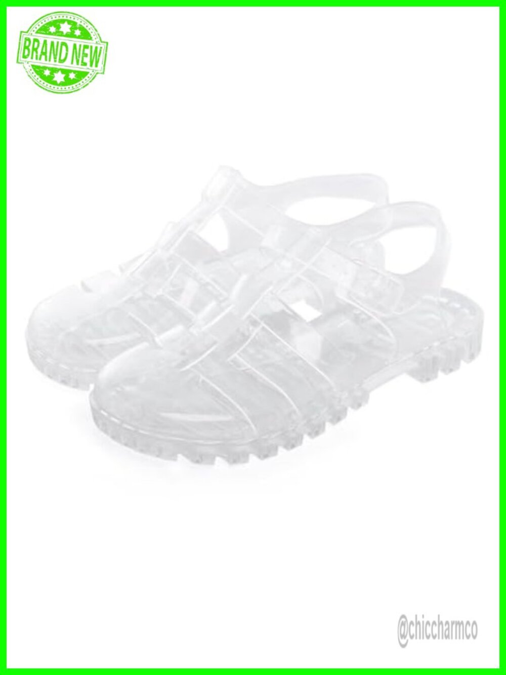 Crystal Jelly Heel Sandals - Women's Summer Beach Flat Sandals